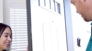 A tiny girl is being homeschooled by her hot tutor in this steamy scene