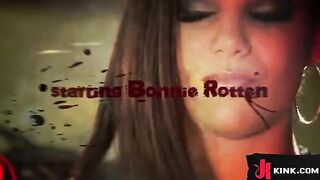 Submissive girl in bondage, tied and fucked by her dominant partner