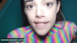 The skinny teen Harmony Wonder gets her throat fucked and pussy pounded