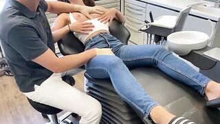 A hot doctor checked the girl's perfect boobs and pussy