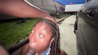 A married lady gets her pussy pounded in the parking lot