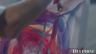 Hot MILF Silvia Saige teaches art to her student in a steamy scene
