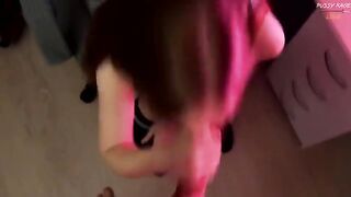 The cute girl seduced her roommate through her mini-skirt and shoes