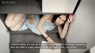 The hot girl tried to extend the wardrobe lease