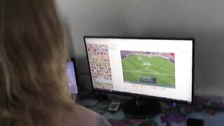 A teenage girl gets fucked at home while playing video games
