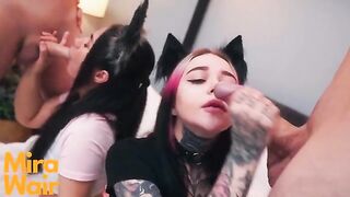 Two kitties get cum in ass during intense orgy with Anna Batman