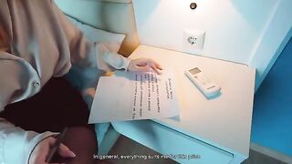 The stupid girl student did not read the lease and paid with her pussy