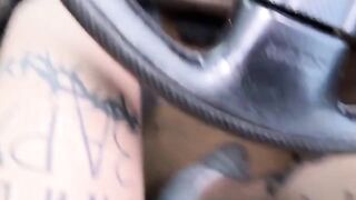 A girl masturbates and has sex with an Uber driver in the car
