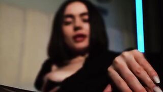 A cute young girl gets her juicy pussy covered with oil and fucks in stockings