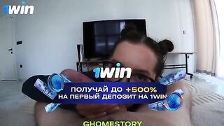 A tattooed girl with glasses passionately sucks dick in POV style