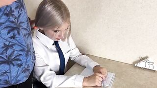 A cute schoolgirl got fucked by her hot tutor after class