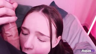 The schoolgirl is rewarded with a full mouth of cum