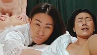Asian stepmom is tired and asks you to help her relax in this steamy scene