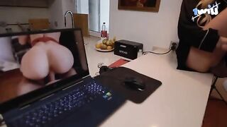 The cute slender girl agreed to have sex for a laptop repair
