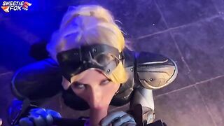 A hot cosplay girl named Nova has sex with a guy in a steamy scene