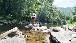 A couple has sex on the mountain and in the river, just like AmyGabe