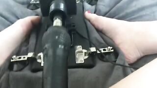 A nice woman uses a machine to simulate sex and get an orgasm