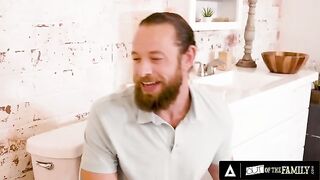 The girl barely restrained herself from throwing her stepbrother out of the bathroom