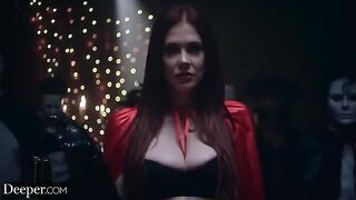 Four subs serve their Mistress in a steamy orgy scene by Deeper