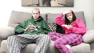 The stepbrother got caught jerking off next to his stepsister