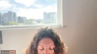 A cute woman demonstrates her blowjob and riding skills with enthusiasm