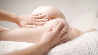 The man gently caressed her pussy with his fingers in a sensual massage