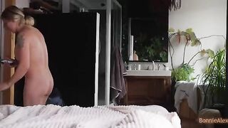 The man caught his wife with a vibrator and helped her to orgasm
