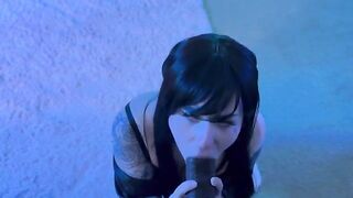 A cute girl playing with her Pokémon in roleplay style