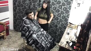 An Argentine girl gets fucked in the barbershop by a horny guy