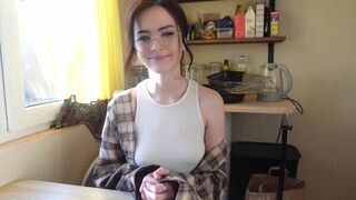 Nerdy girl shows her real face in anal sex with a strapon