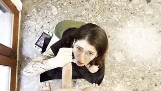 The gamer girl, inspired by Emma Fiore, satisfies her partner with her mouth