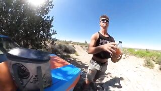 Babe fucked on the hood of her Volkswagen Rabbit at the hot springs