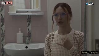 Russian schoolgirl gets her pussy smashed by two cocks