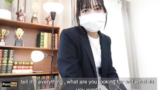 The gardener has rough sex with the Asian teacher in the classroom