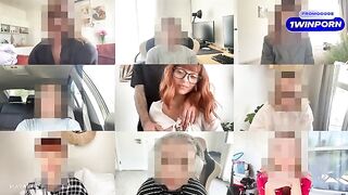 Redhead babe fucks with a guy on a zoom call