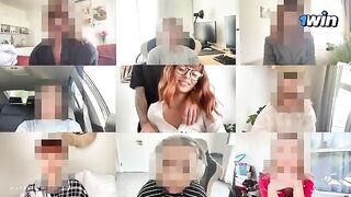 Redhead babe fucks with a guy on a zoom call