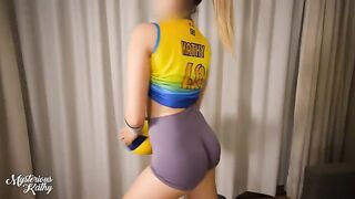 The volleyball game ends and the sexy player is about to win the match!
