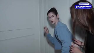 Two curious step-sisters secretly watch their step-parents, getting excited and trying it out themselves