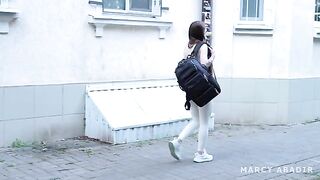 Sex in a hostel with a stranger, cumshot on her perfect tits