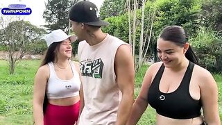Two girlfriends get a blowjob from a stranger in the park for money