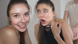 The guy pushed cock into the girl’s pussy in doggy style
