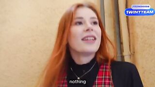 A busty girl made a blowjob in the vestibule and then had sex at the YouTuber’s place
