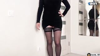 A stepmom checking the size of a cock in a steamy roleplay