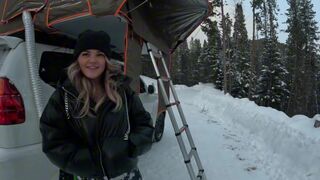 Girl seduces a stranger in the tent while her boyfriend sleeps