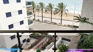 Public sex on the balcony with a hot babe