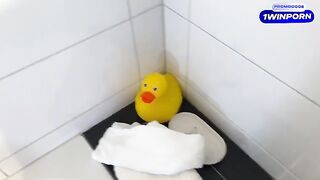 My stepmom caught me jerking off in the bathtub, what a fucking shame