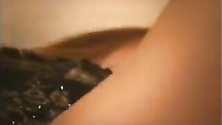 The student plays with her dildo in pantyhose