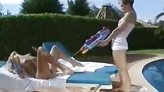 Skinny lesbian caresses her lover's body delicately
