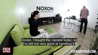 Casting agent fucked brunette on the table with a hidden camera running