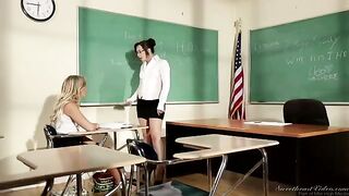 The teacher is having fun with her student girl